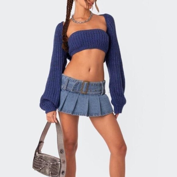 Cori two piece knitted bandeau and Long Sleeve Shrug Sweater Top SET - XS - Picture 1 of 7